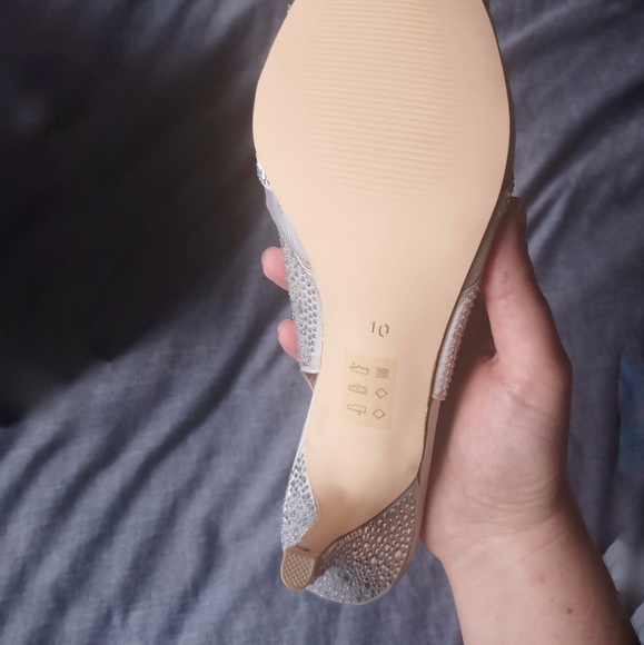 Rhinestone Peep Toes Sz10 - Picture 3 of 7